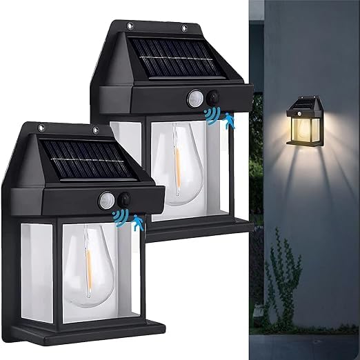 Solar Motion Sensor LED Lamp Warm White Light