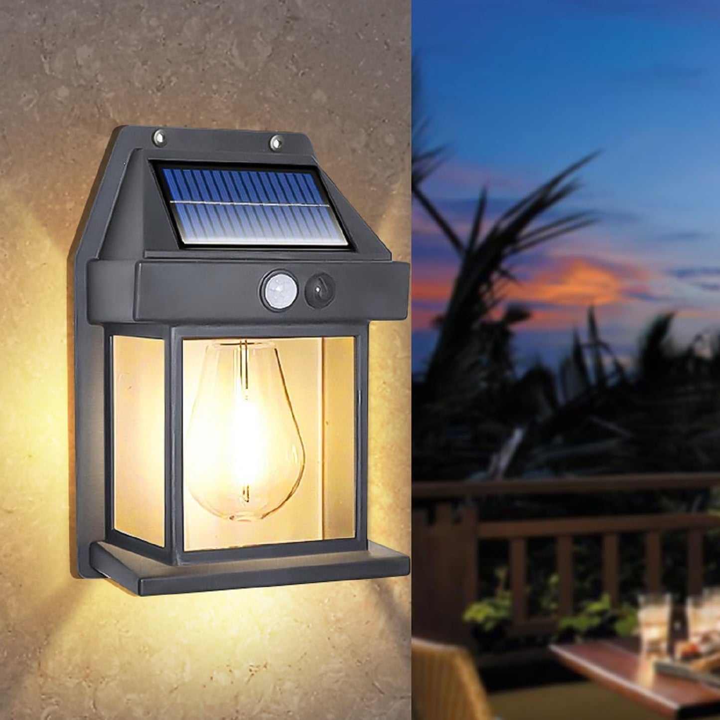 Solar Motion Sensor LED Lamp Warm White Light