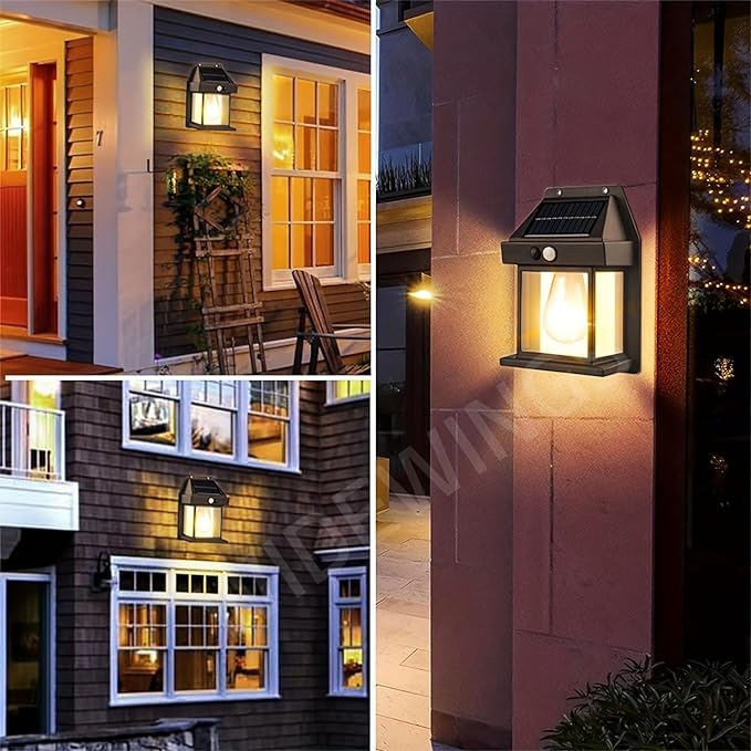 Solar Motion Sensor LED Lamp Warm White Light